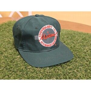 Miami Hurricanes Vtg 90s The Game Snapback Hat Glue Tag University College Green